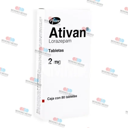 Ativan  Lorazepam 2 mg 80 Tabs.